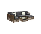 Livsip Outdoor Furniture Lounge Setting 6 Seater Wicker Sofa Set Patio Garden