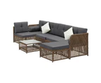 Livsip Outdoor Furniture Lounge Setting 6 Seater Wicker Sofa Set Patio Garden