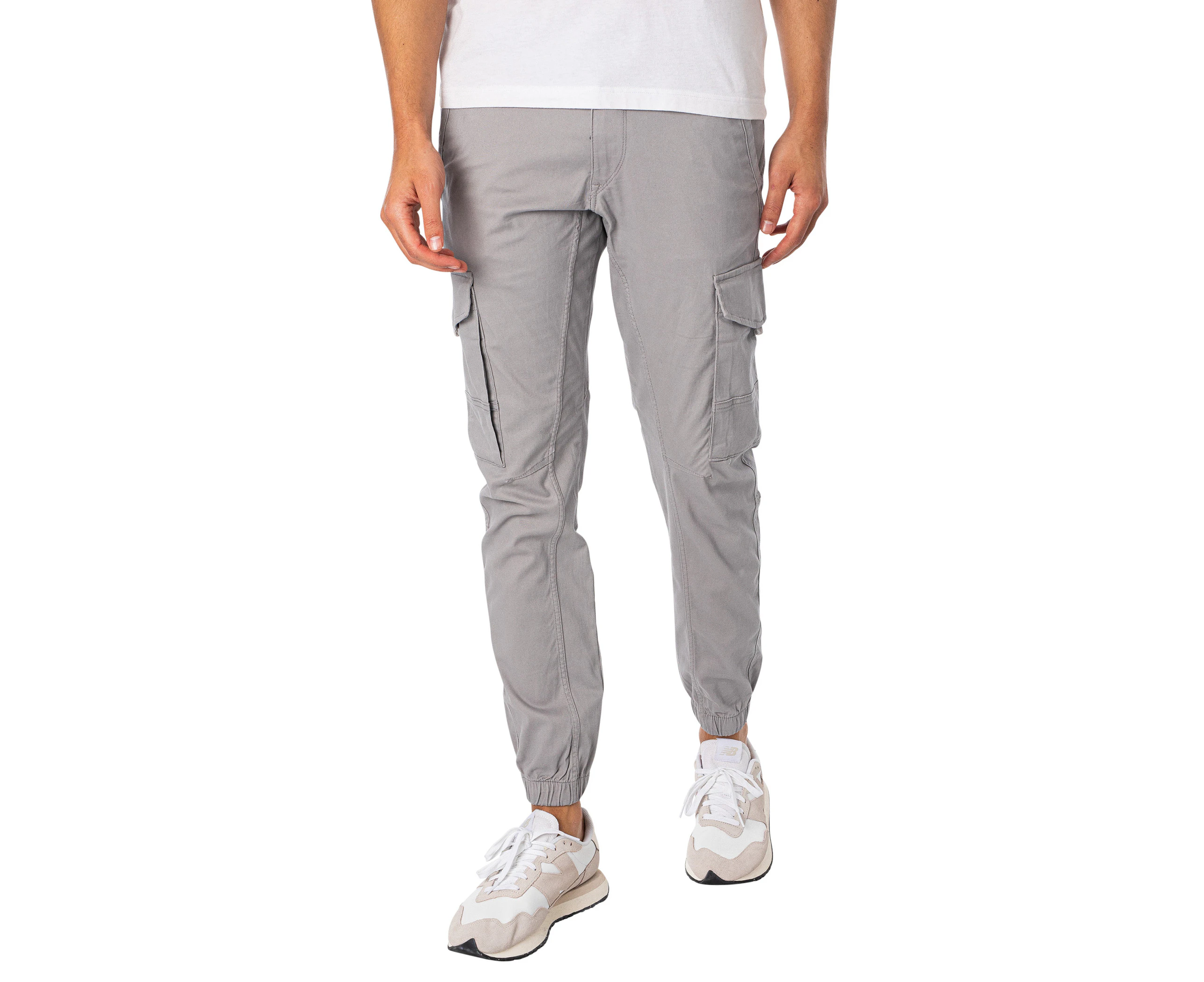 Jack & Jones Men's Paul Flake Tapered Cargo Trousers - Grey