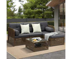 Livsip Outdoor Furniture Lounge Setting 4 Seater Wicker Sofa Set Patio Garden