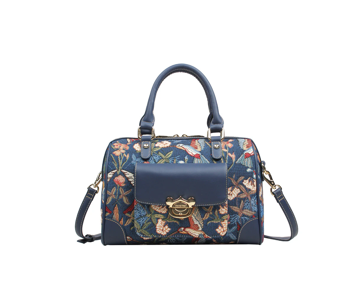 Henney Bear Blue Hummingbird Top Handle Handbag