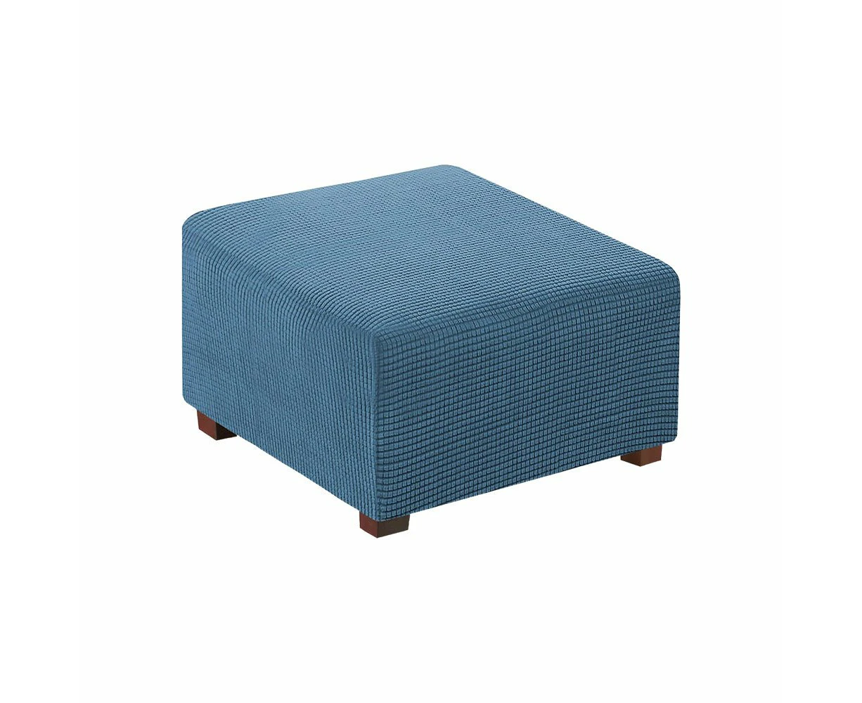 COMFEYA Square Ottoman Cover Premium Furniture Protector with Elastic Bottom - blue