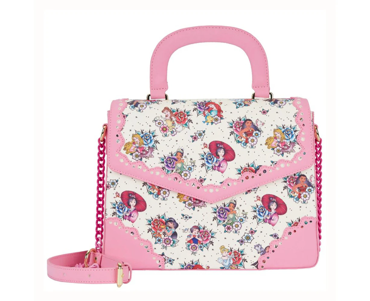 Loungefly Disney Princess Floral Tattoo Faux Leather Crossbody Bag