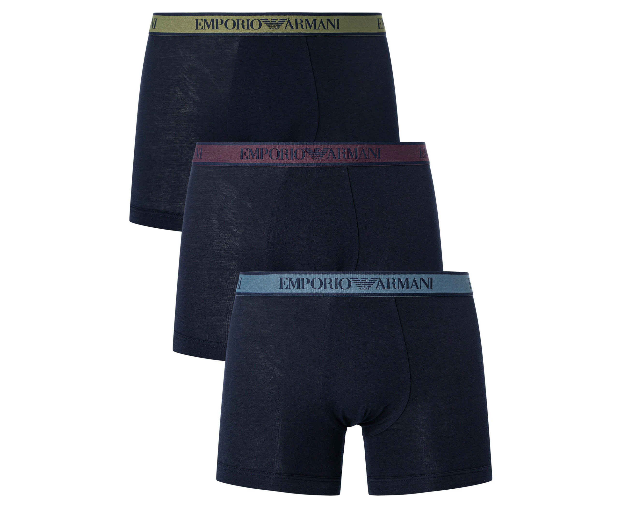 Emporio Armani Men's 3 Pack Boxer Briefs - Blue