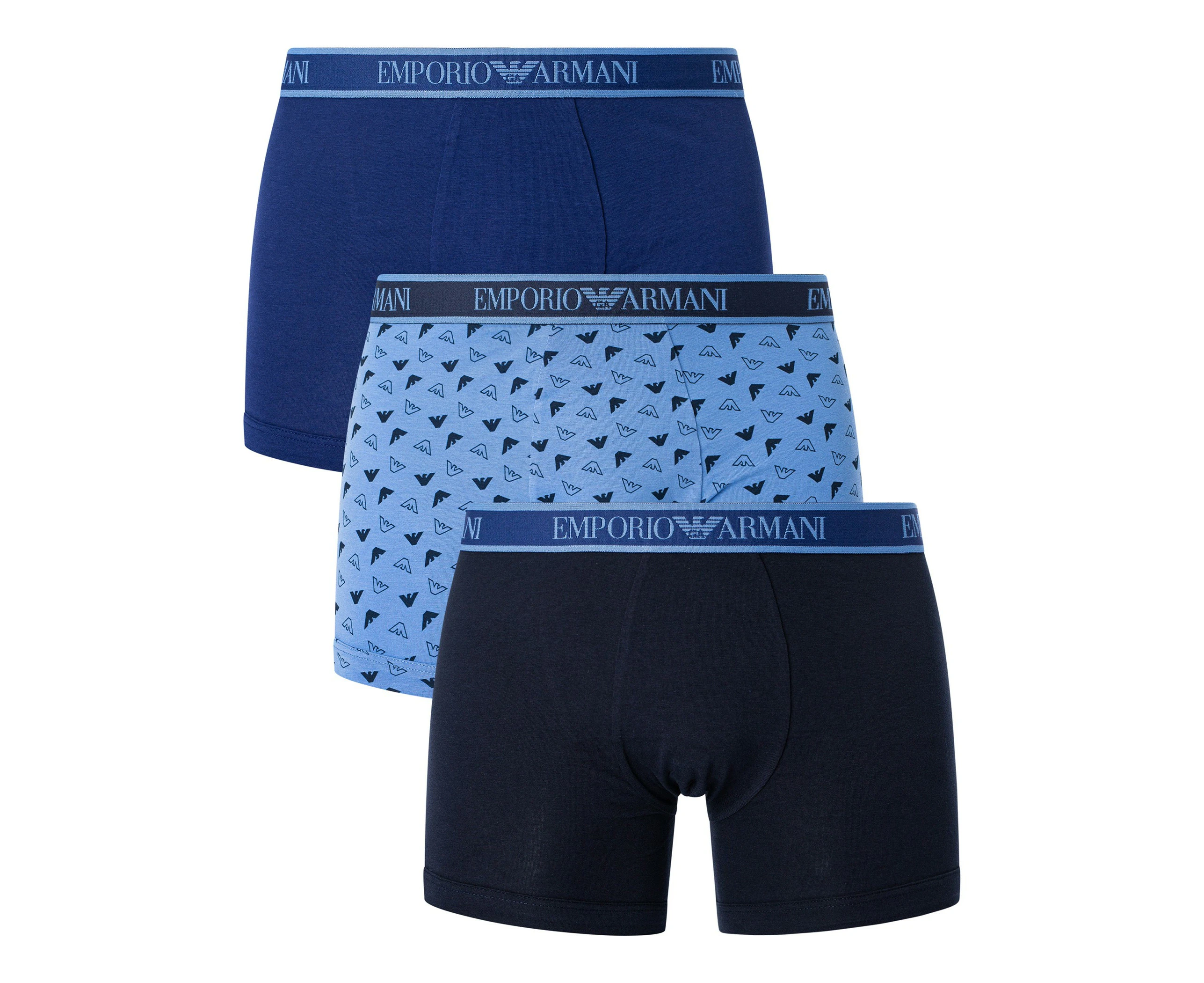 Emporio Armani Men's 3 Pack Boxer Briefs - Blue