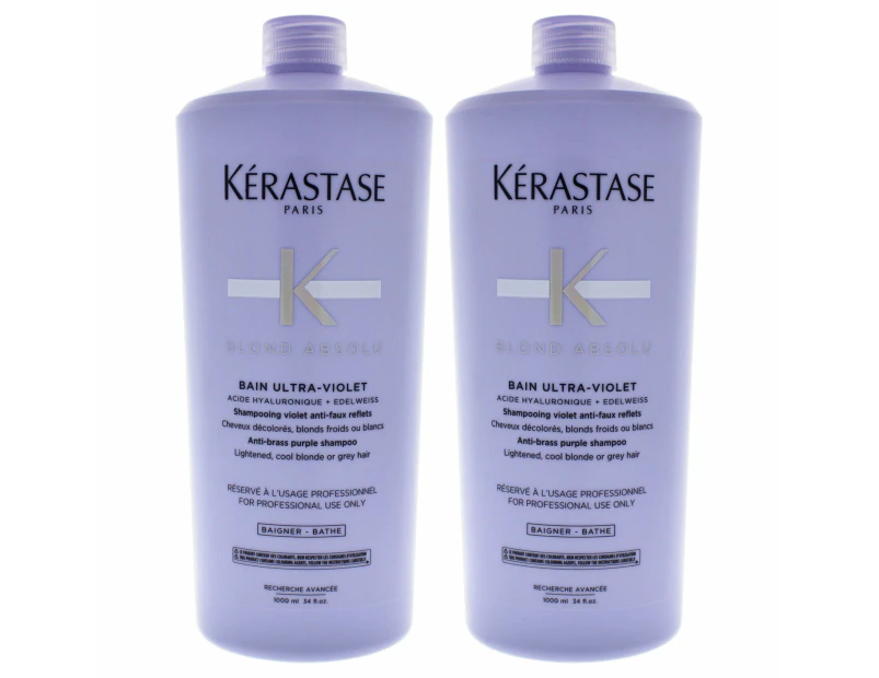 Kerastase Blonde Absolu Bain Ultra Violet Shampoo by Kerastase for Unisex - 33.8 oz Shampoo - Pack of 2