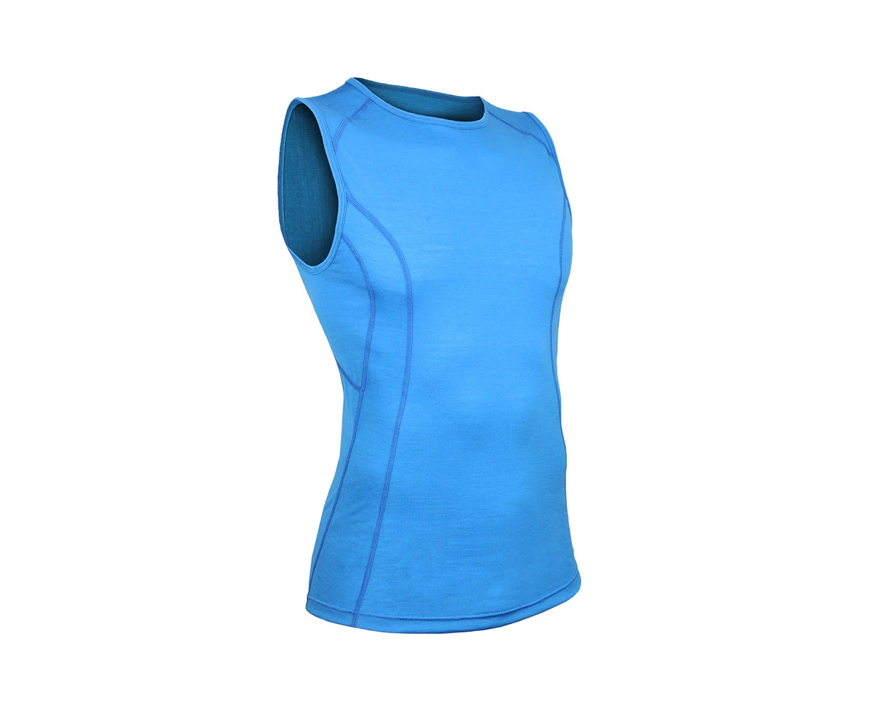 Wilderness Men Short Sleeve Cool Tank Top Shirt Thermal Activewear Blue - Glacier Blue