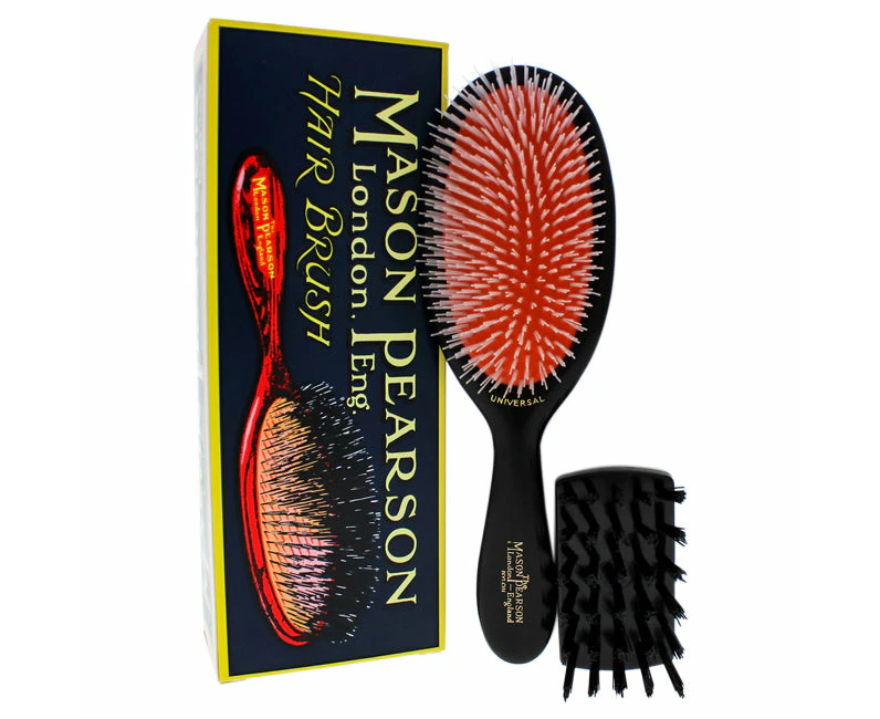 Mason Pearson Universal Nylon Brush - NU2 Dark Ruby by Mason Pearson for Unisex - 2 Pc Hair Brush and Cleaning Brush