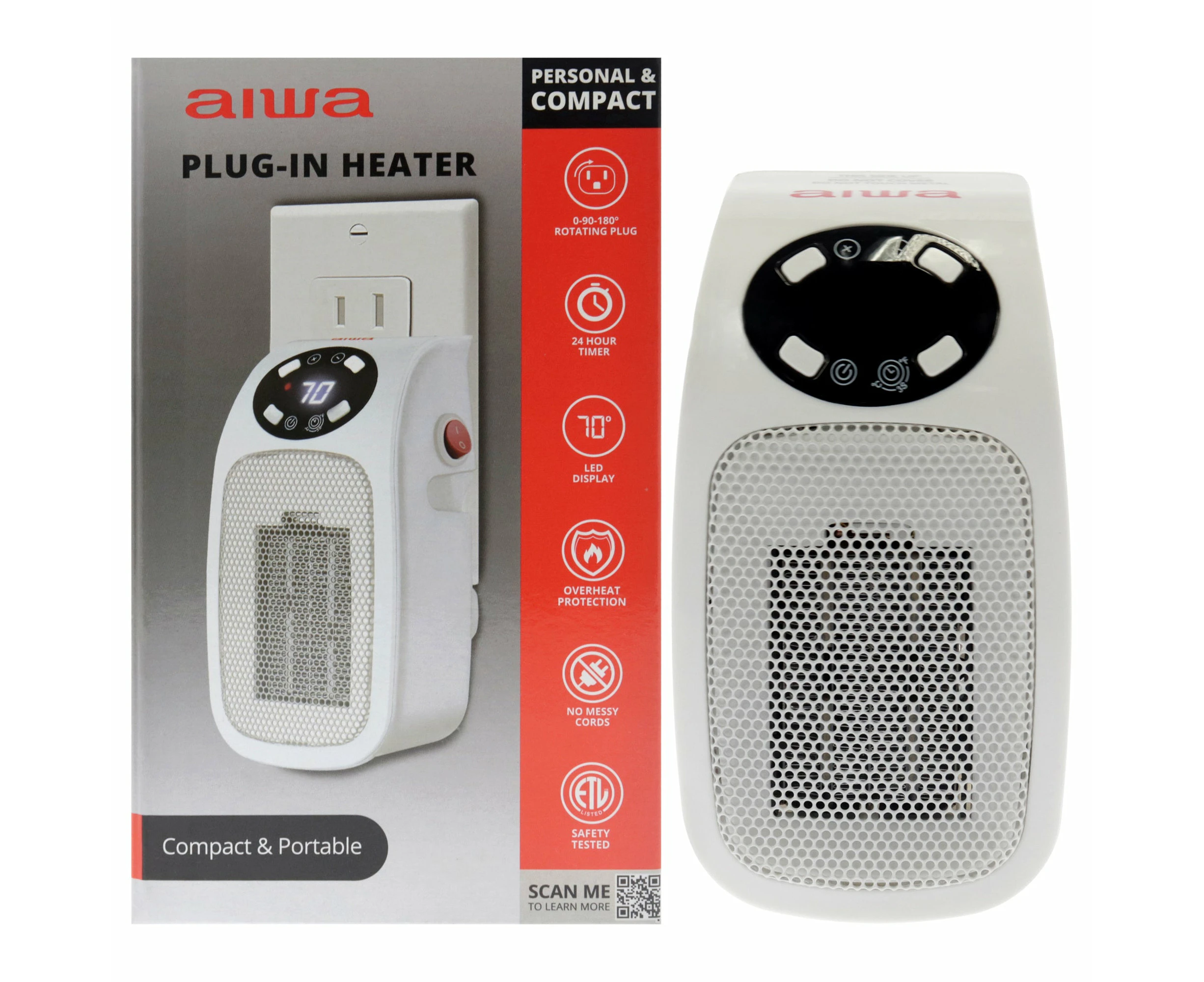 Aiwa Home Plug-In Heater - White by Aiwa for Unisex - 1 Pc Heater