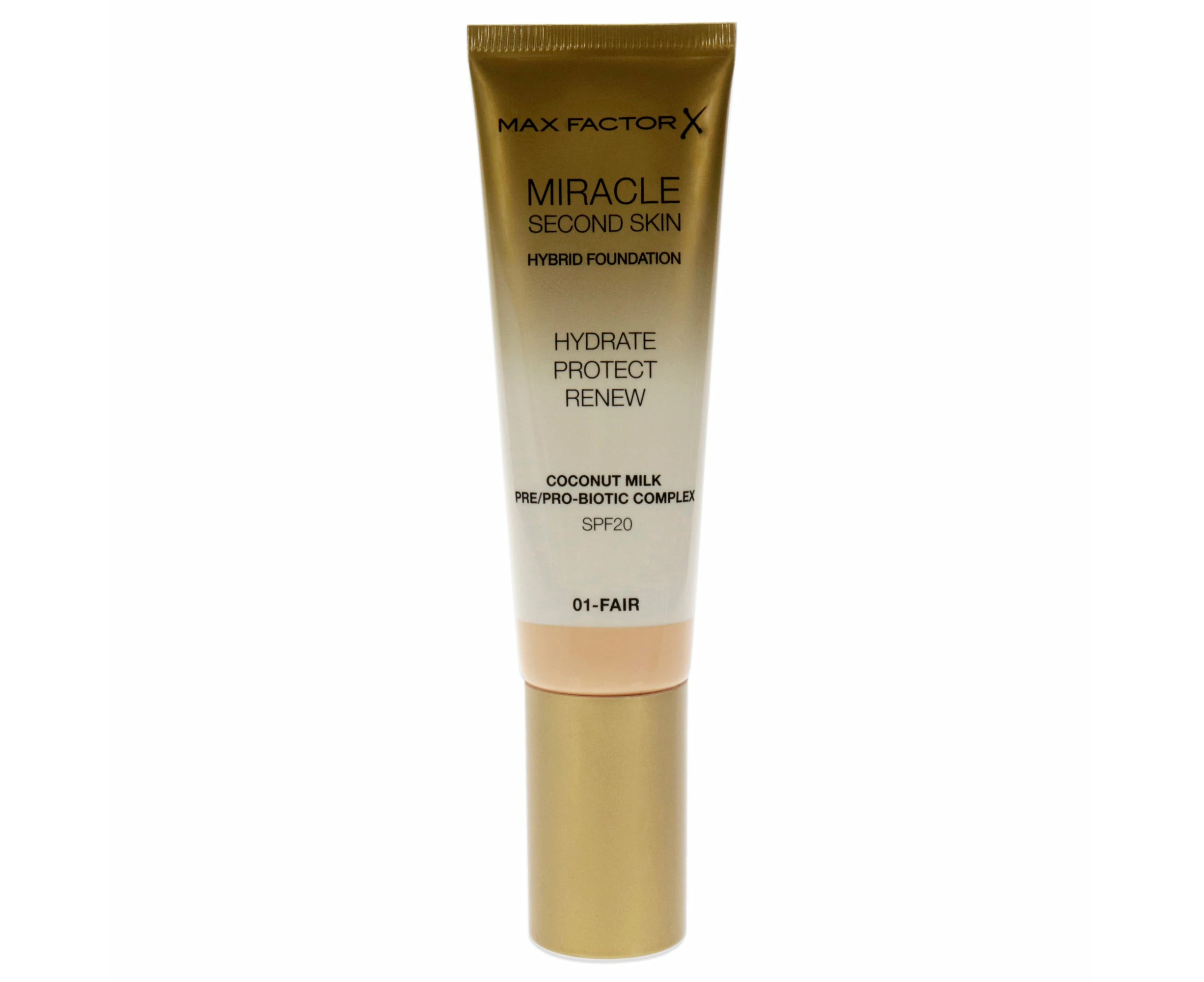 Miracle Second Skin Foundation SPF 20 - 01 Fair by Max Factor for Women - 1.01 oz Foundation