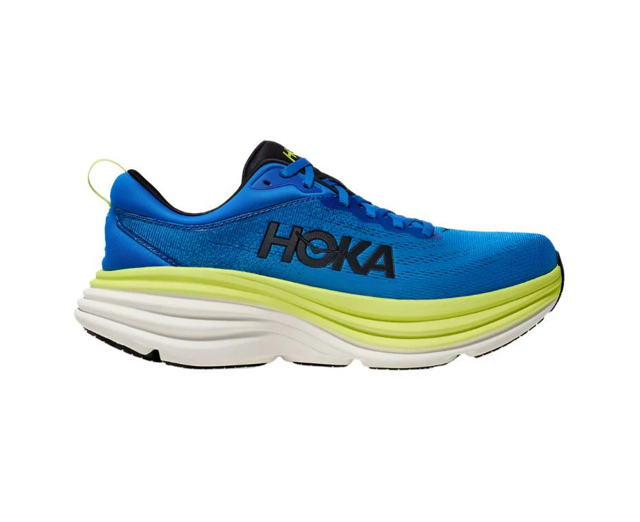 HOKA Mens Bondi 8 Running Shoes - Blue/Yellow