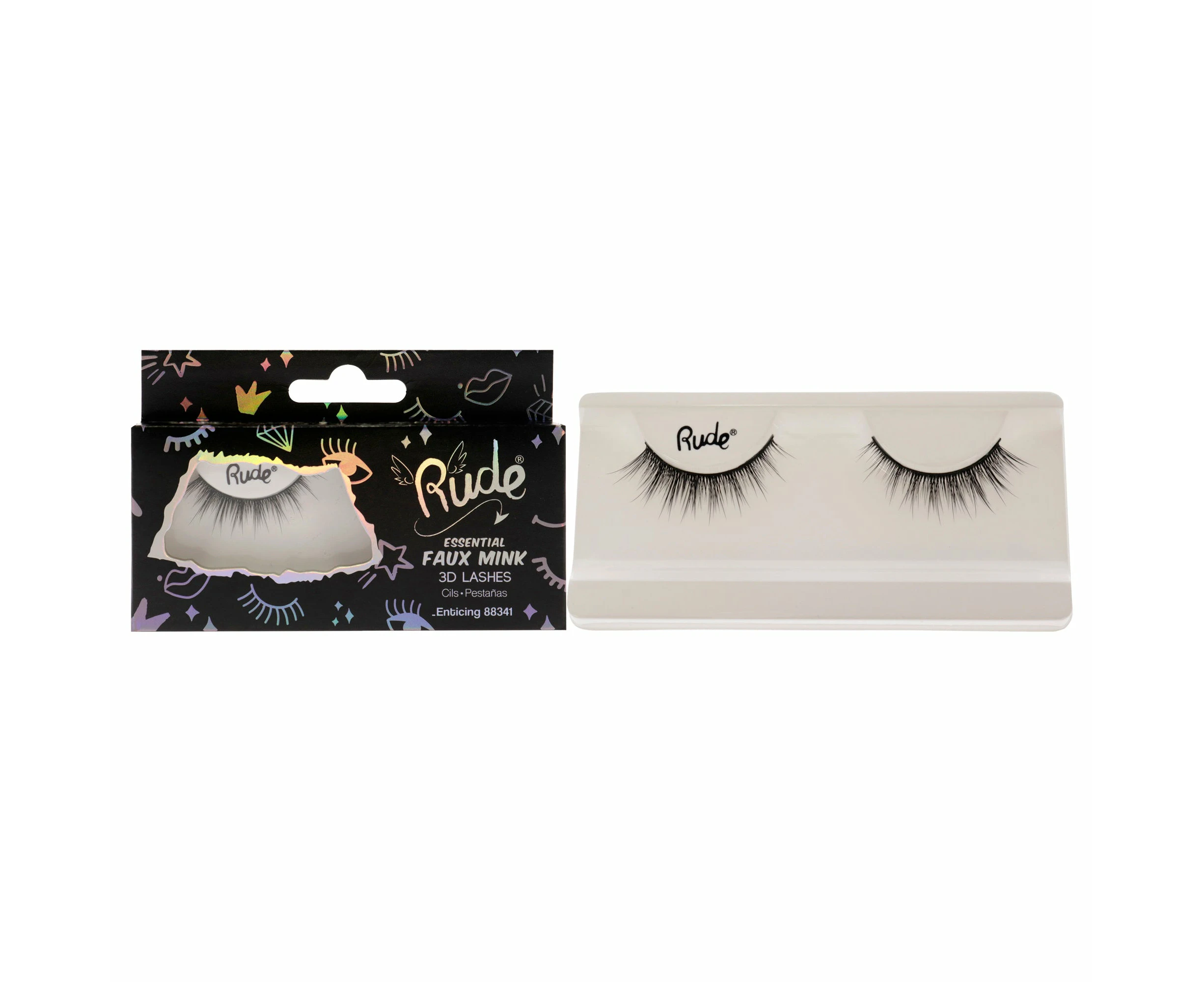 Essential Faux Mink 3D Lashes - Enticing by Rude Cosmetics for Women - 1 Pc Pair