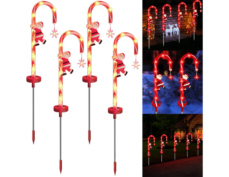 3 Pack Christmas Candy Cane Lights, Solar Christmas Path Marker Lights, Outdoor Christmas Decorations