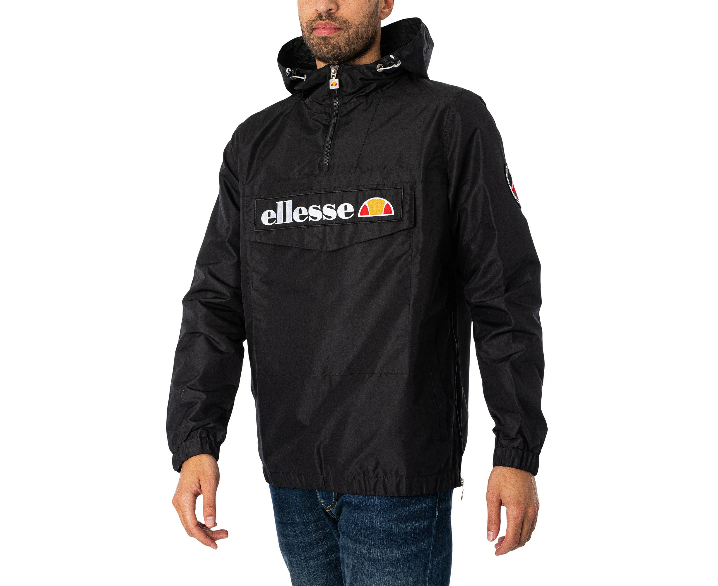 Ellesse Men's Mont II 1/4 Zip Front Popover Jacket Black