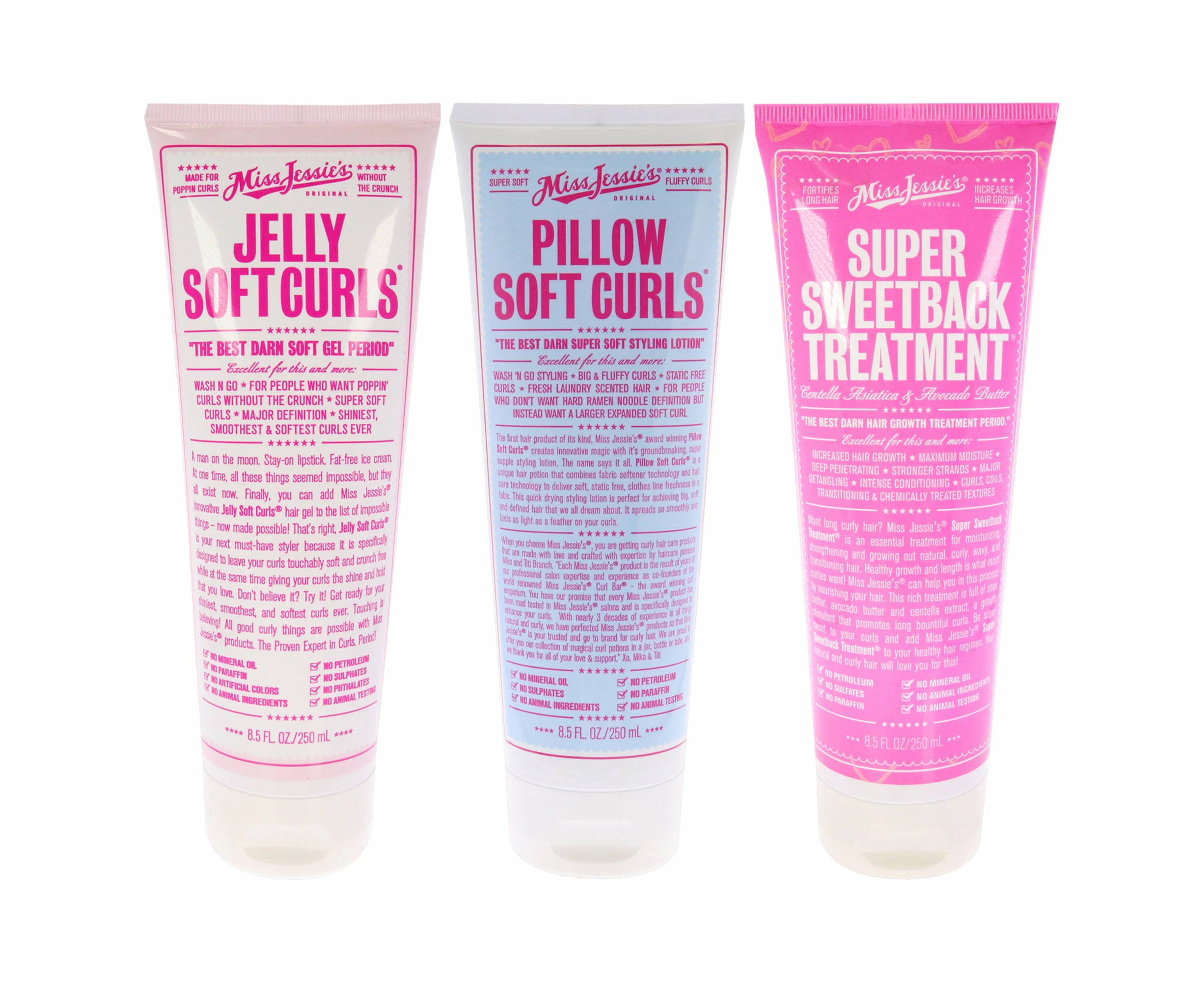 Miss Jessies Super Sweetback Treatment With Pillow Soft Curls and Jelly Soft Curl Kit by Miss Jessies for Unisex - 3 Pc Kit 8.5oz Treatment, 8.5oz Lotio...