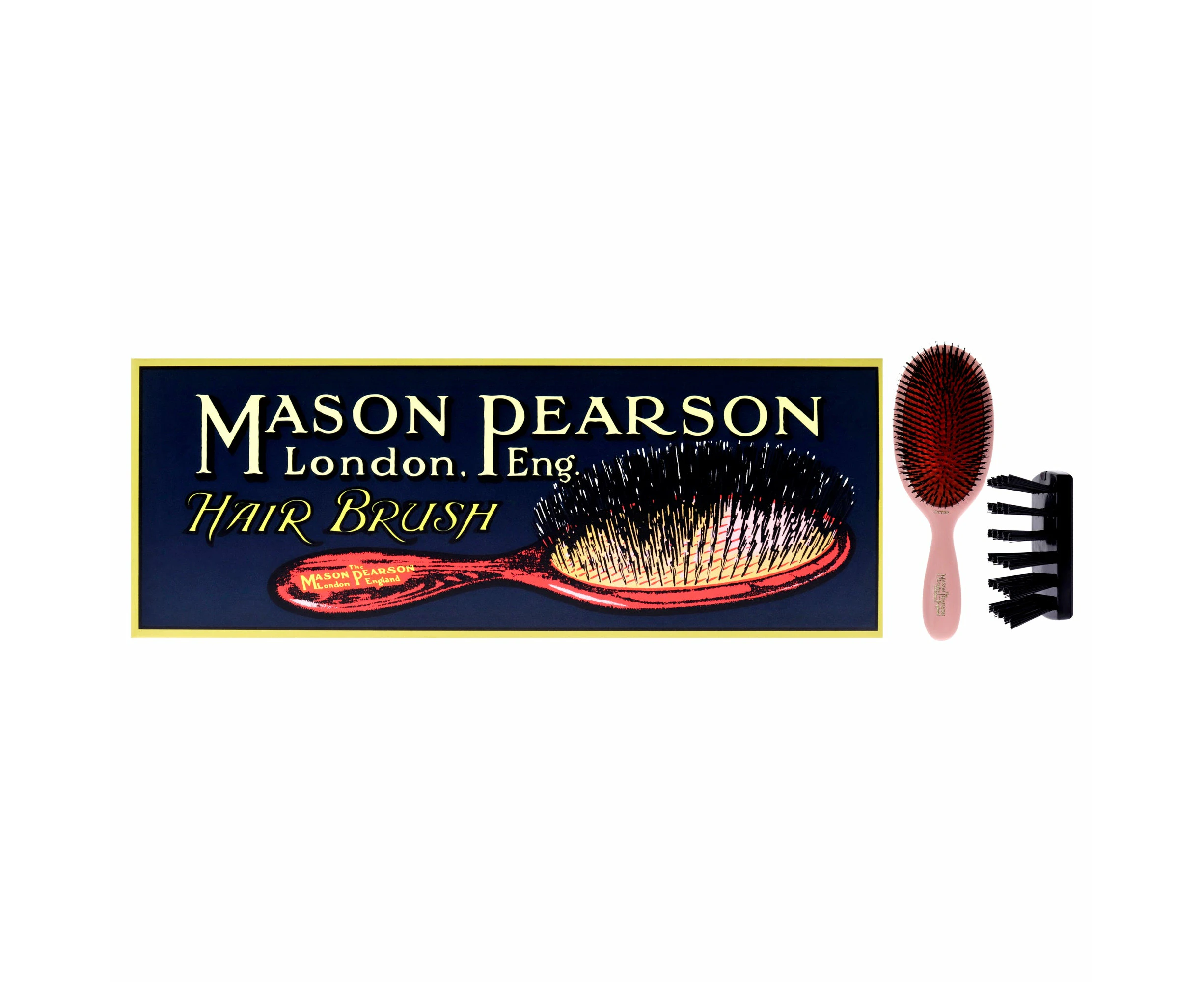 Mason Pearson Extra Large Pure Bristle Brush - B1 Pink by Mason Pearson for Unisex - 2 Pc Hair Brush, Cleaning Brush