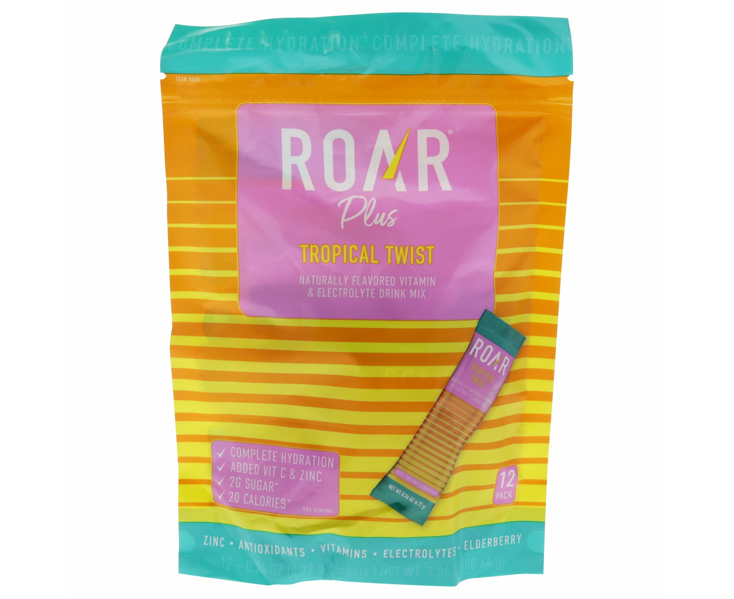 Roar Naturally Flavored Vitamin and Electroly Drink Mix - Tropical Twist by Roar for Unisex - 12 x 0.24 oz Electrolytes