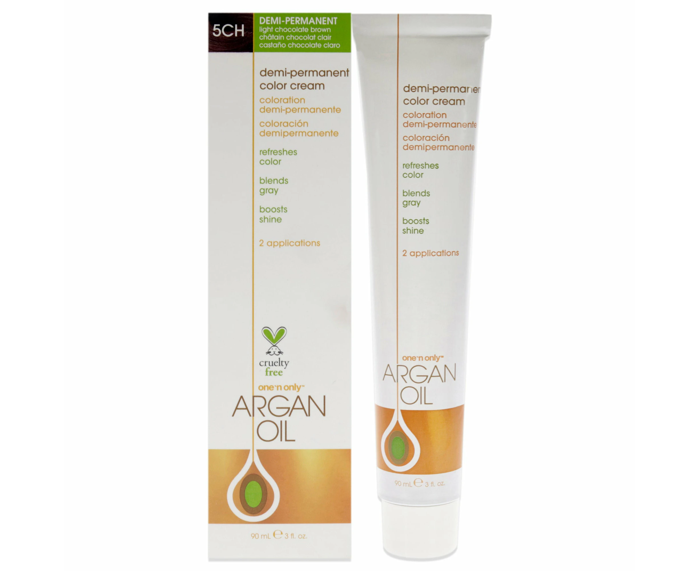 Argan Oil Demi-Permanent Color Cream - 5CH Light Chocolate Brown by One n Only for Unisex - 3 oz Hair Color