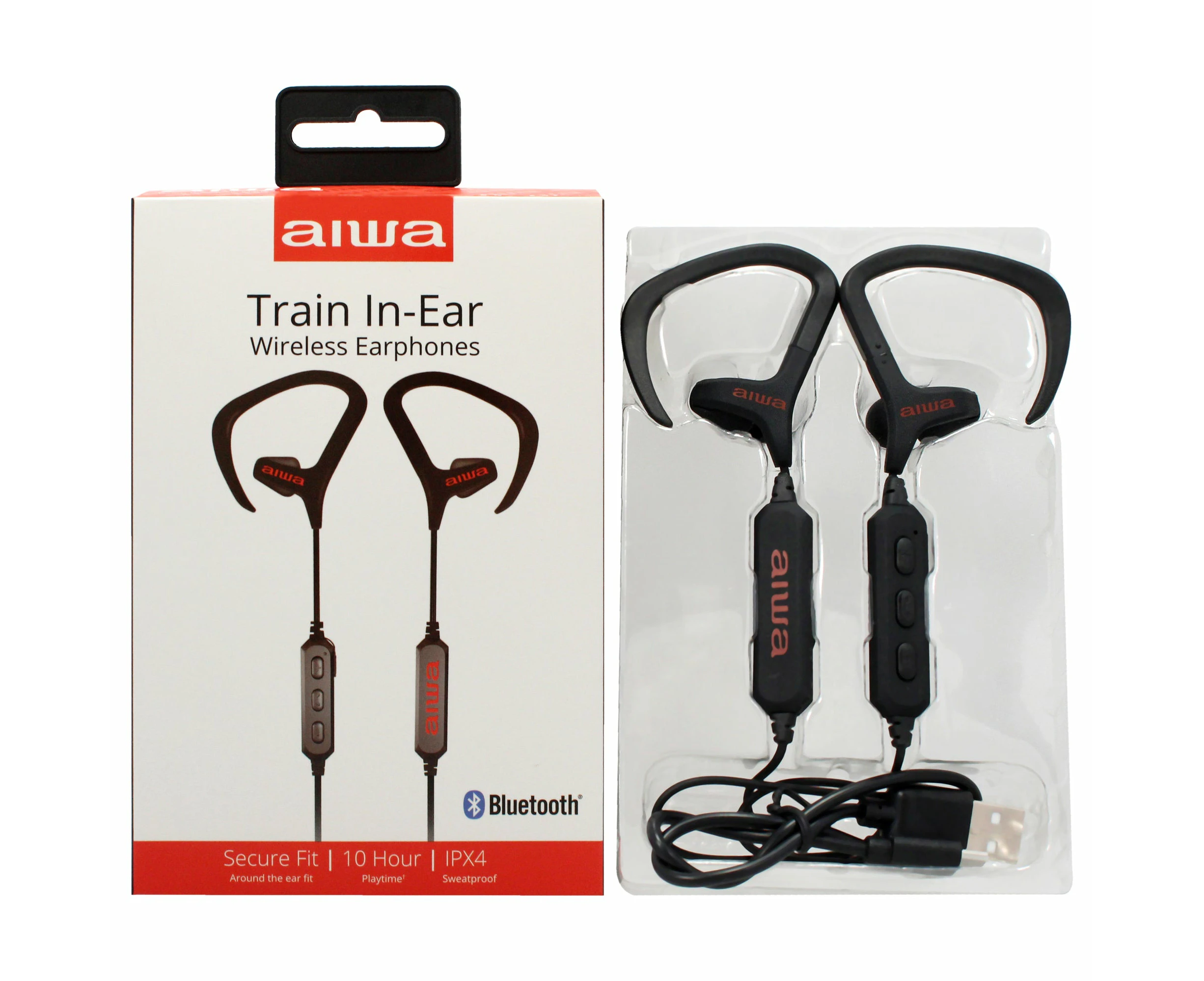 Aiwa Audio Train In-Ear Wireless Earphones - Black by Aiwa for Unisex - 1 Pc Earphones