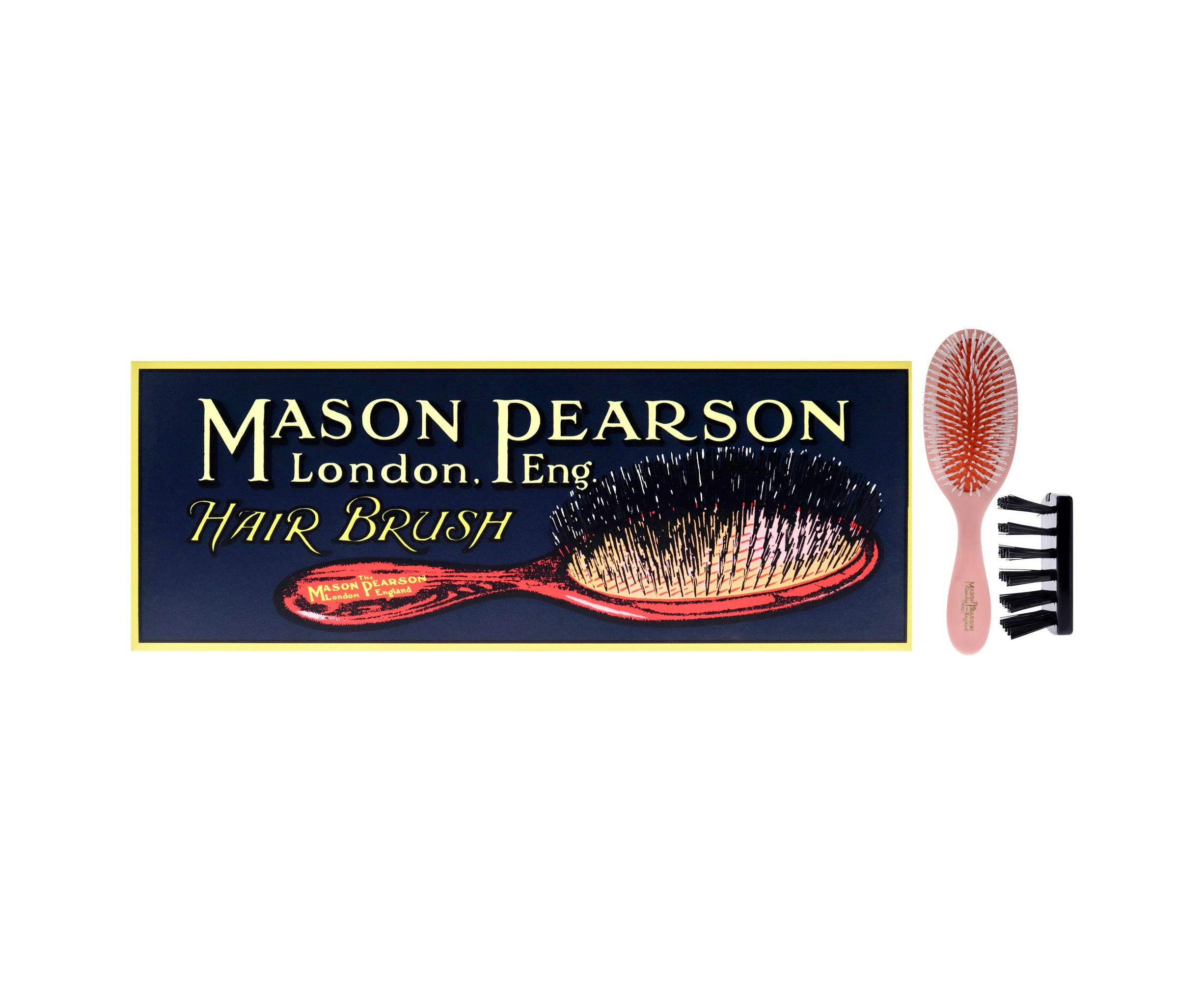 Mason Pearson Handy Nylon Brush - N3 Pink by Mason Pearson for Unisex - 2 Pc Hair Brush, Cleaning Brush