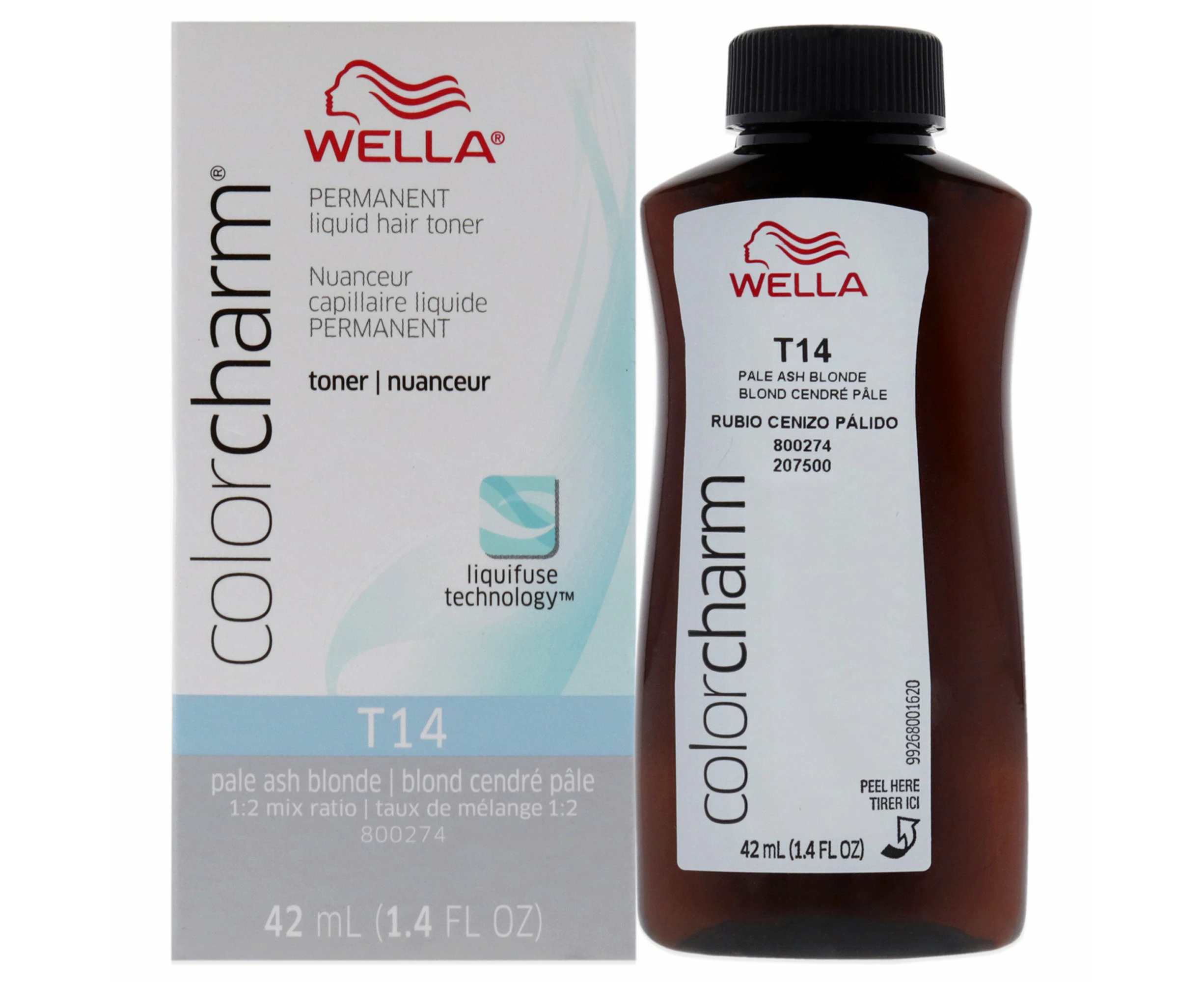 Color Charm Permanent Liquid Toner - T14 Pale Ash Blonde by Wella for Unisex - 1.4 oz Toner