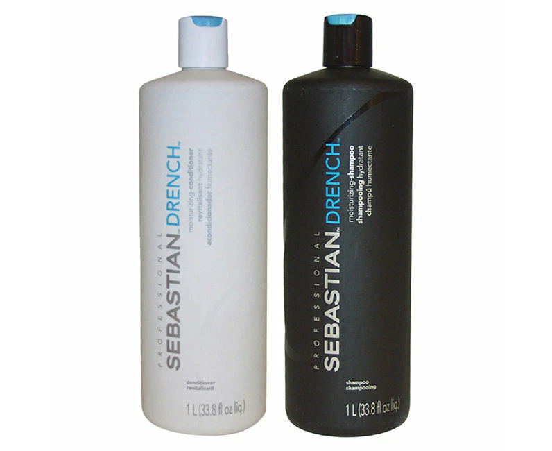 Drench Moisturizing Shampoo and Conditioner Kit by Sebastian for Unisex - 2 Pc Kit 33.8oz Shampoo, 33.8oz Conditioner