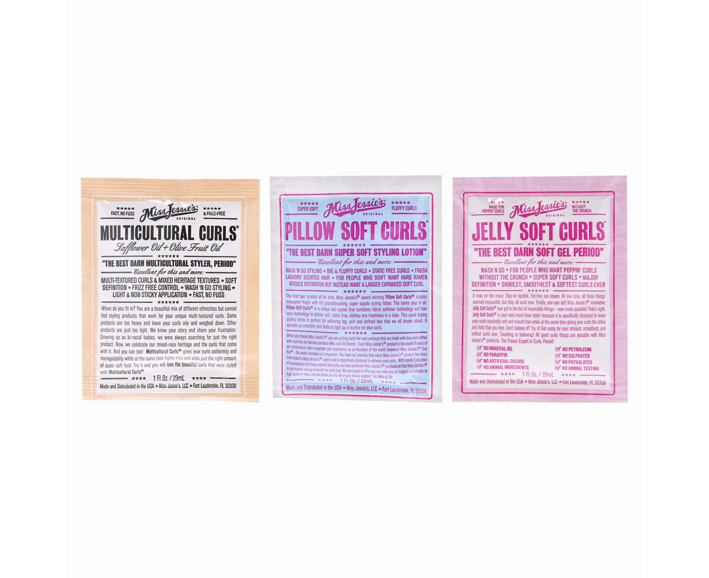 Miss Jessies Pillow Soft Curls With Jelly Soft Curl and Multi Cultural Curls Kit by Miss Jessies for Unisex - 3 Pc Kit 1oz Lotion, 1oz Gel, 1oz Cream