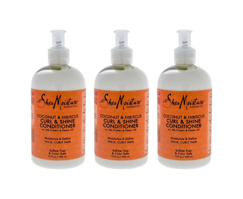 Coconut and Hibiscus Curl Shine Conditioner by Shea Moisture for Unisex - 13 oz Conditioner - Pack of 3