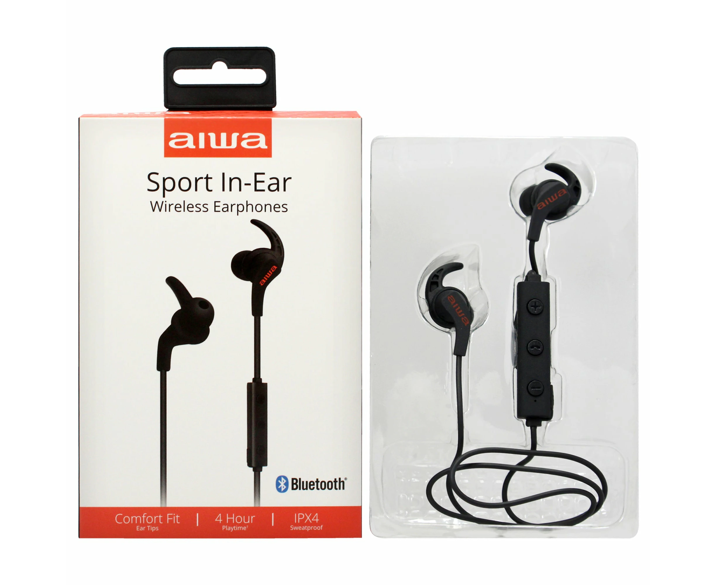 Aiwa Audio Sport In-Ear Wireless Earphones - Black by Aiwa for Unisex - 1 Pc Earbuds