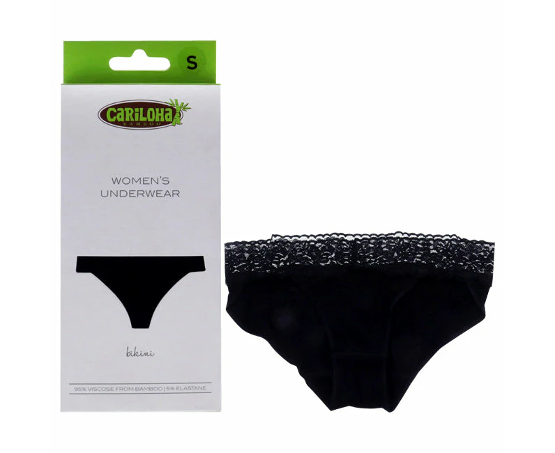 Cariloha Bamboo Lace Bikini - Black by Cariloha for Women - 1 Pc Underwear (S)