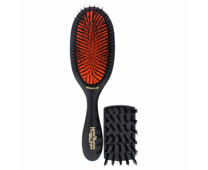 Sensitive Bristle Brush - SB3 Dark Ruby by Mason Pearson for Unisex - 2 Pc Hair Brush and Cleaner Brush