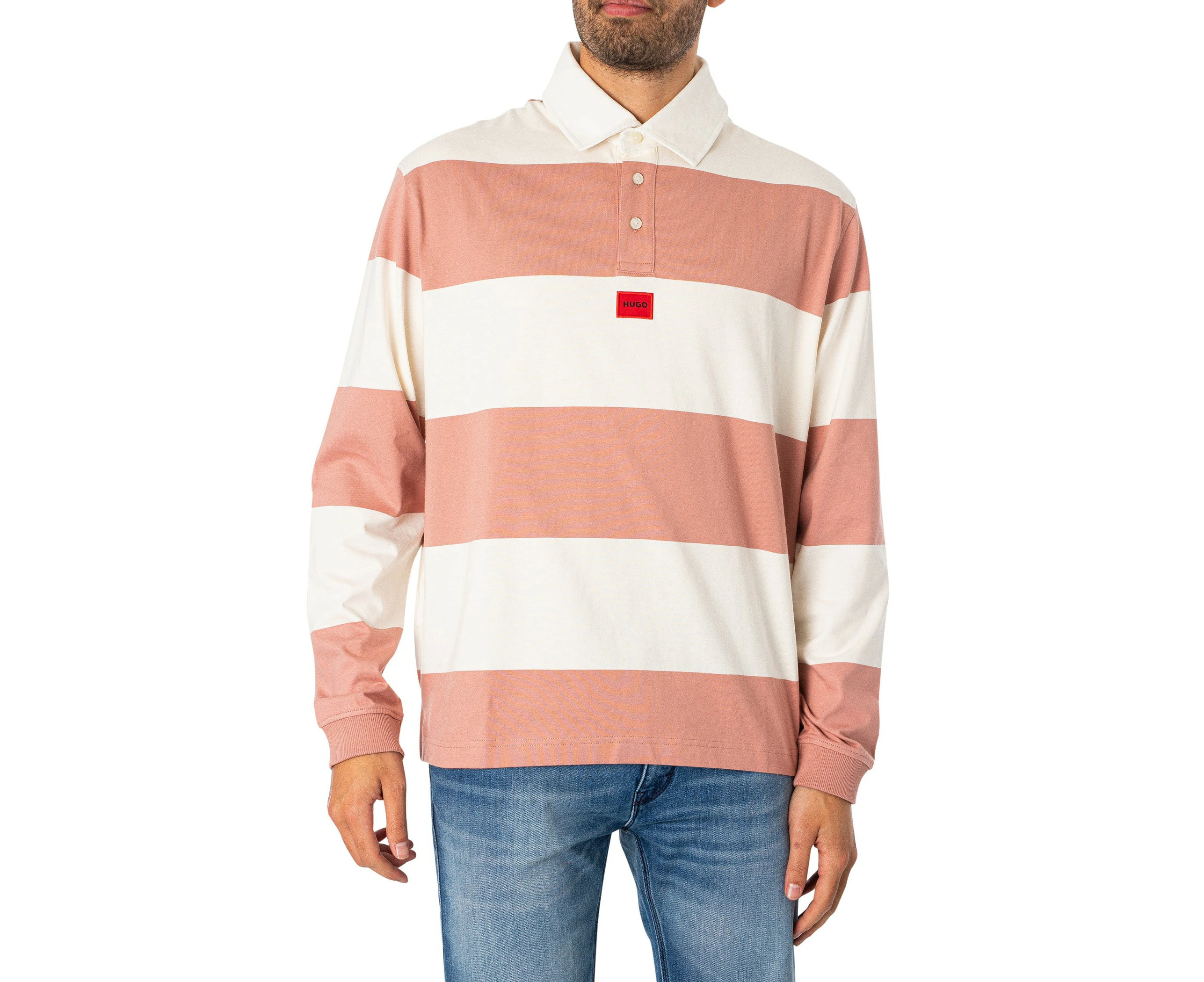 HUGO Men's Diragbi Longsleeved Polo Shirt - Pink