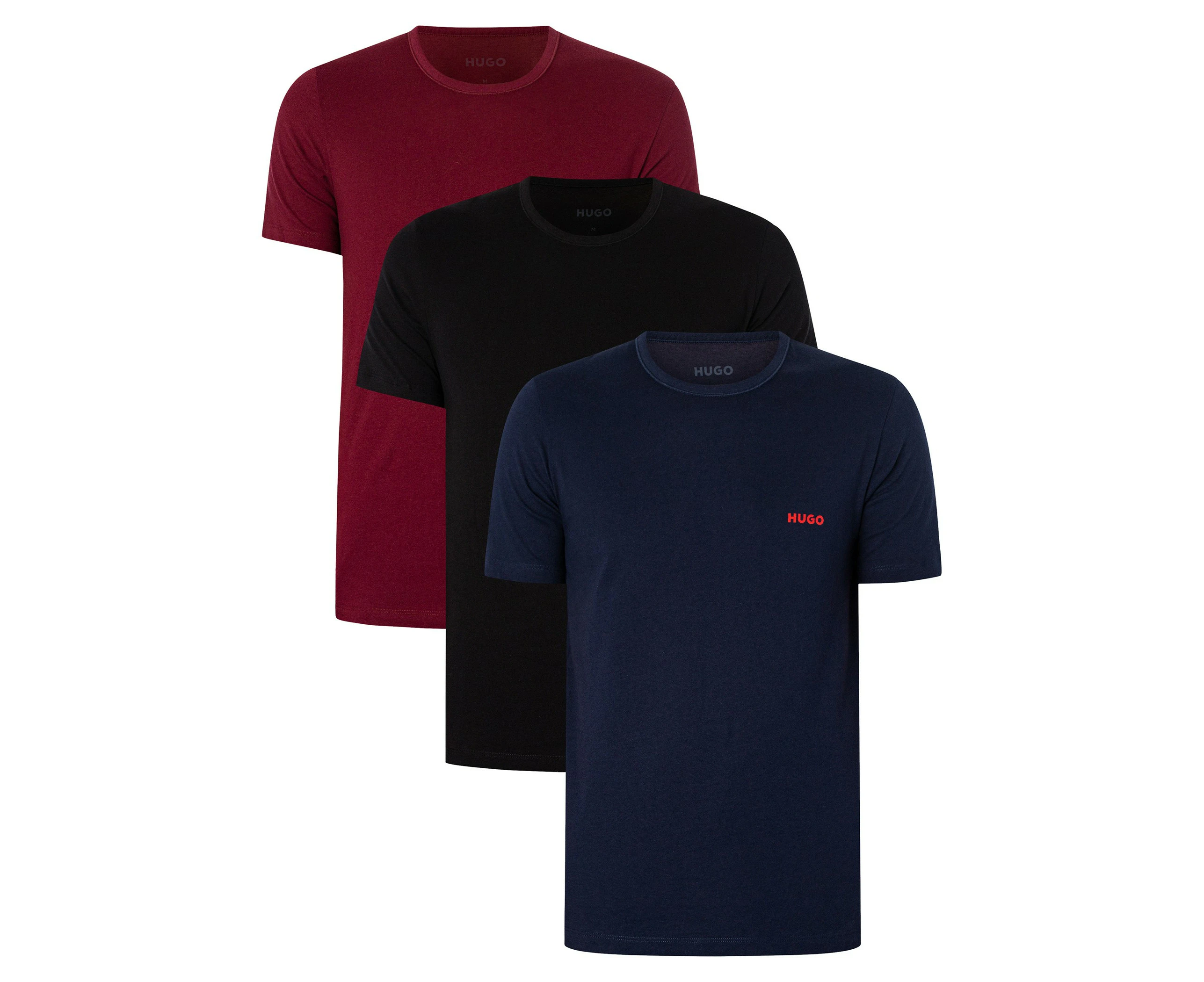 HUGO Men's 3 Pack Lounge Logo Crew T-Shirt - Multicoloured