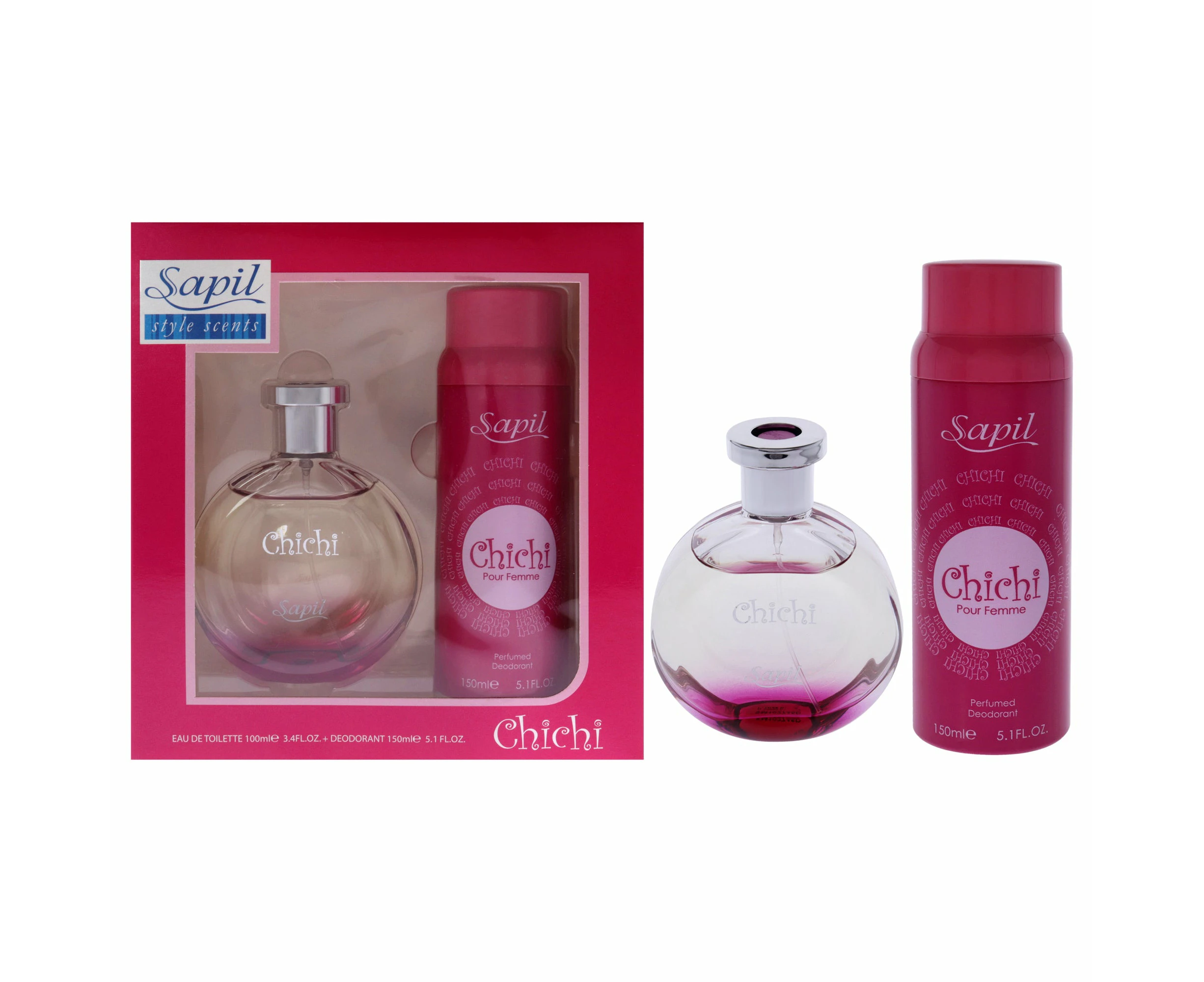 Chichi by Sapil for Women - 2 Pc Gift Set 3.4 oz EDT Spray, 5.1oz Deodorant Spray