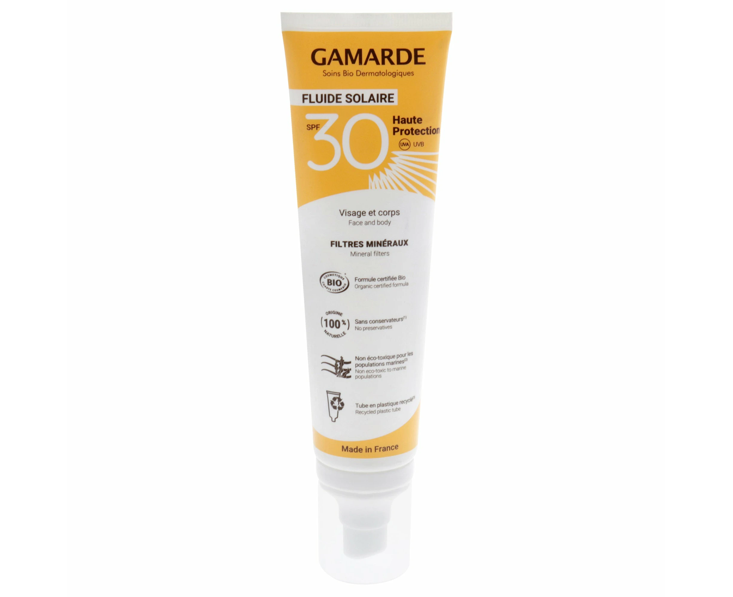 Face and Body Sun Fluid SPF 30 by Gamarde for Women - 3.38 oz Sunscreen