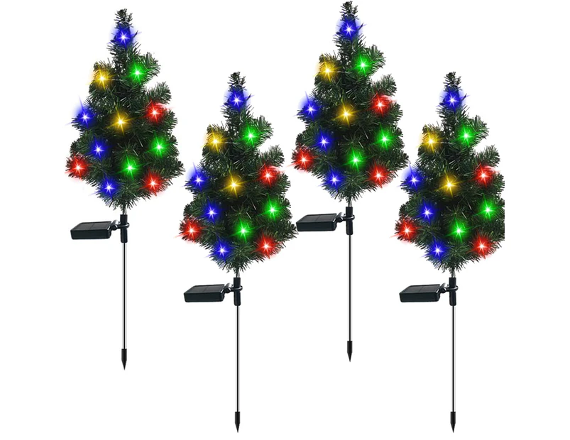 4 Pack Solar Christmas Tree Garden Stake Lights, Solar Christmas Tree Yard Landscape Pathway Lights