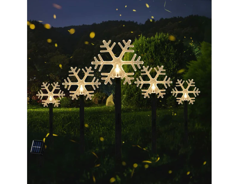 Set of 5 Solar Christmas Snowflake Lights, Christmas Decorations, Solar Christmas Landscape Lights