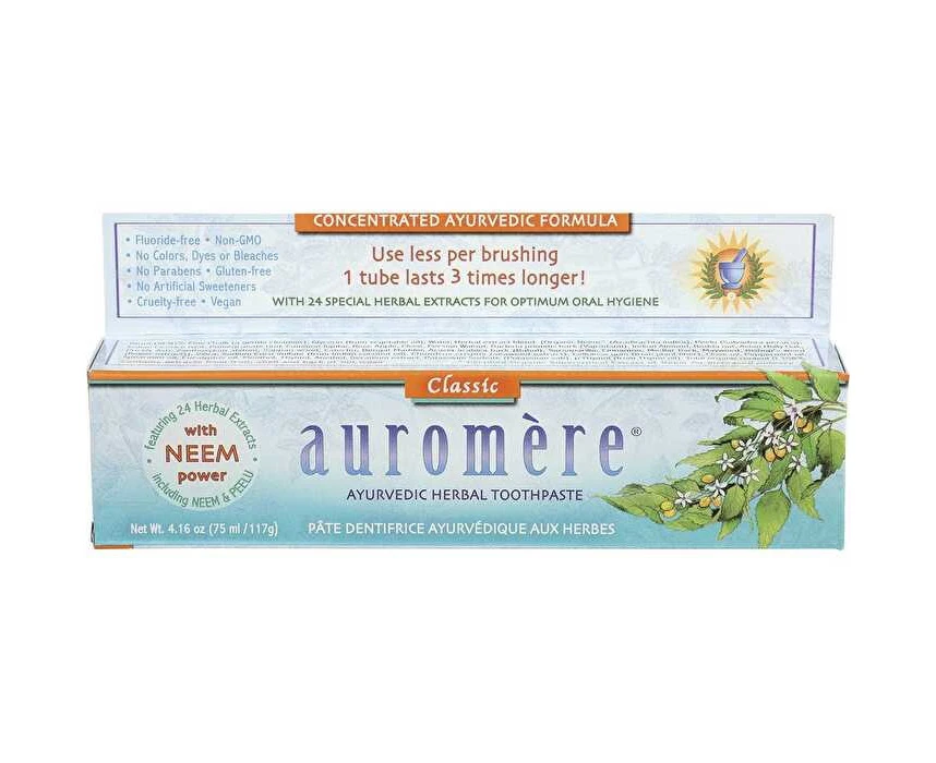 Auromere Toothpaste Ayurvedic Classic Licorice Fluoride Free 6x117g