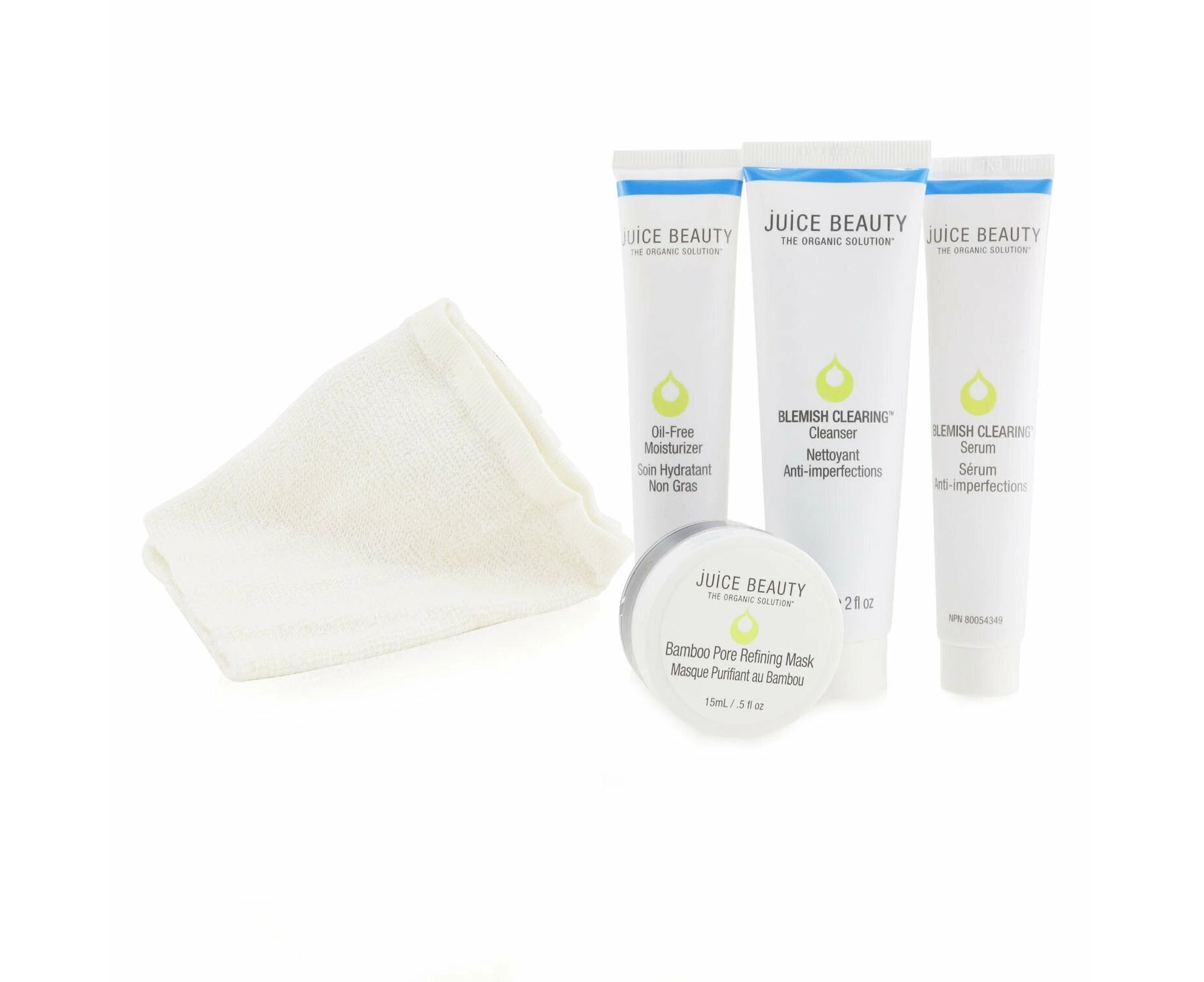 Juice Beauty Blemish Clearing Solutions Kit : Cleanser + Moisturizer + Mask + Washcloth (Unboxed)  3pcs+1cloth