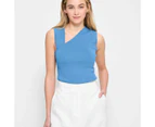 Sleeveless Asymetrical Crepe Knit Top - Preview