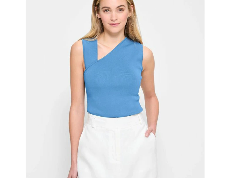 Sleeveless Asymetrical Crepe Knit Top - Preview