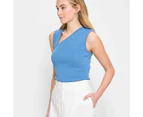 Sleeveless Asymetrical Crepe Knit Top - Preview