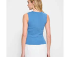 Sleeveless Asymetrical Crepe Knit Top - Preview