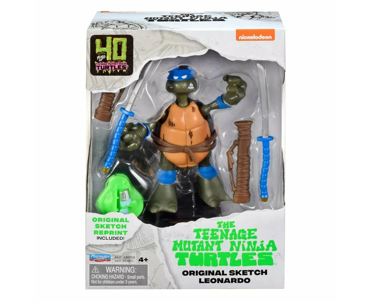 Teenage Mutant Ninja Turtles 40th Anniversary Original Sketch Leonardo Figure With Base and Original Sketch Print (Coloured)