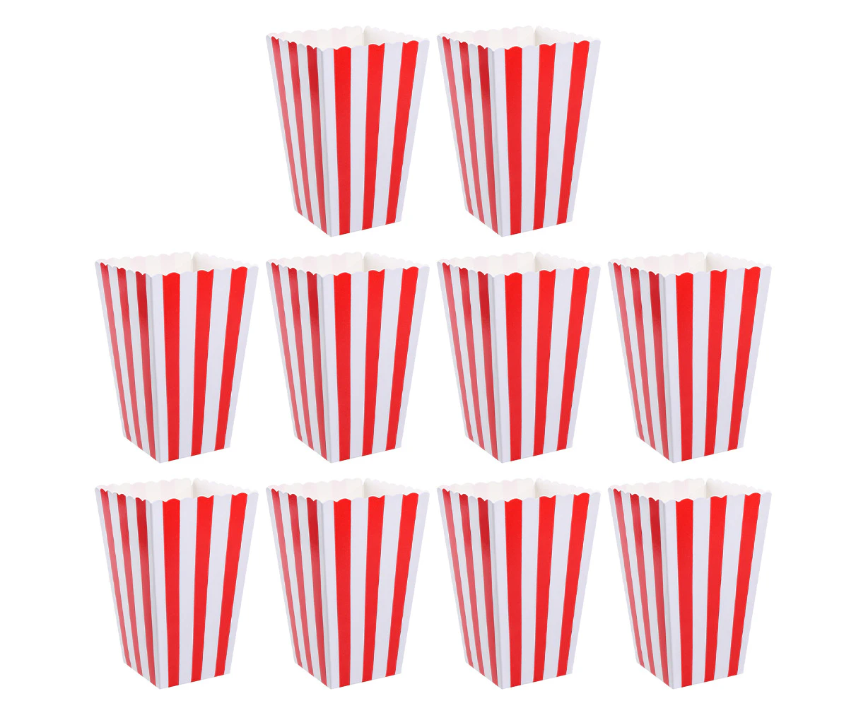 10pcs Popcorn Boxes Holds Fashion Stripes Popcorn Storage Container Popcorn Tubs