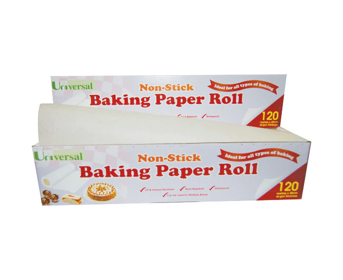 Universal Biodegradable Baking Paper 40cm x 120m 44GSM Non-Stick with Metal Cutter 1 Box