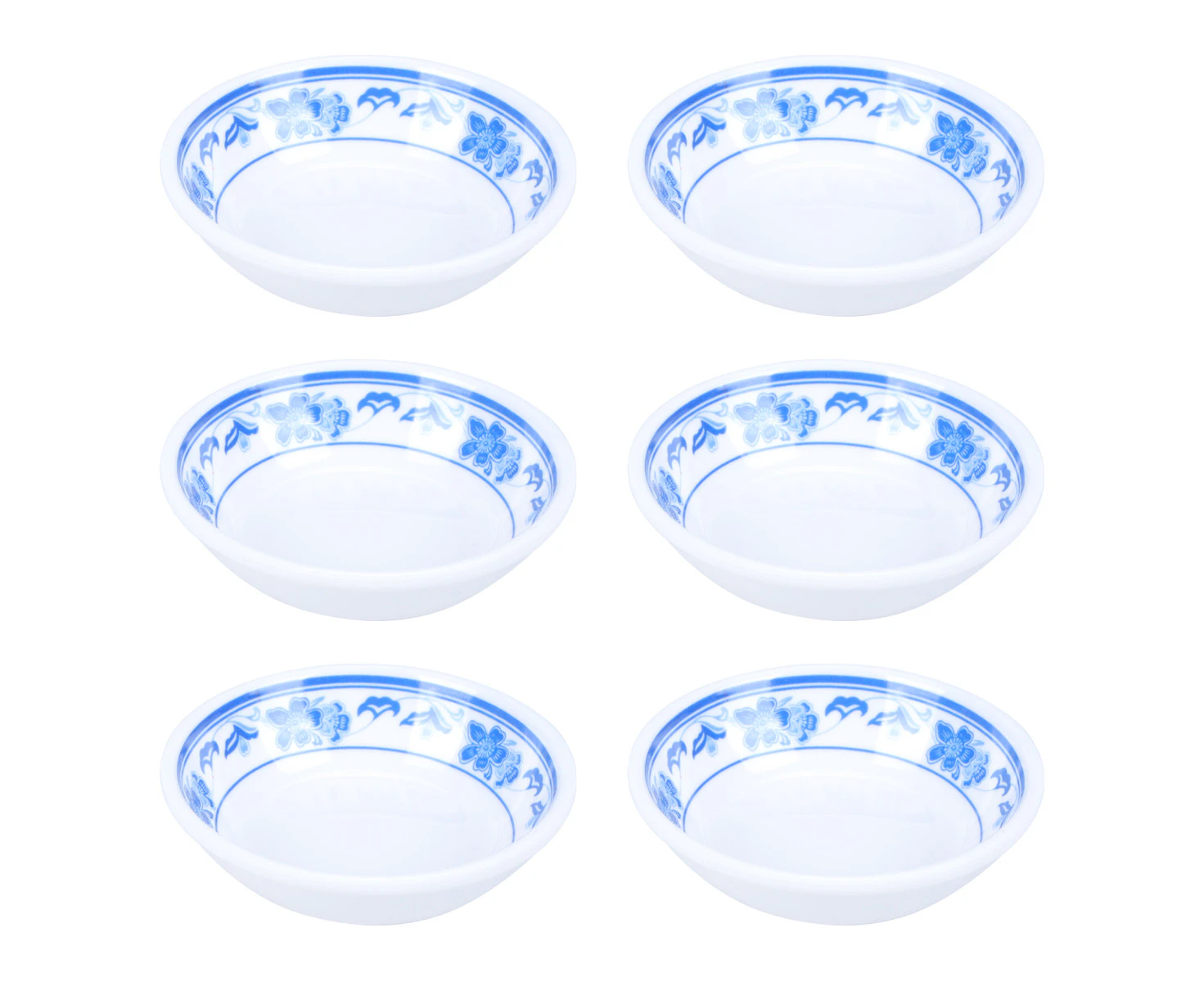 6pcs Melamine Sauce Plates Reusable Sauce Container Small Dipping Dish for Restaurant Home (Blue and White)