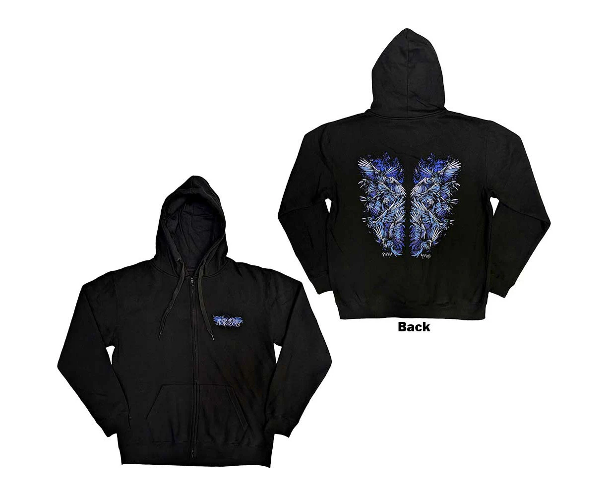 Bring Me The Horizon | Official Band Zipped Hoodie | Blue Crow Wings (Back Print)