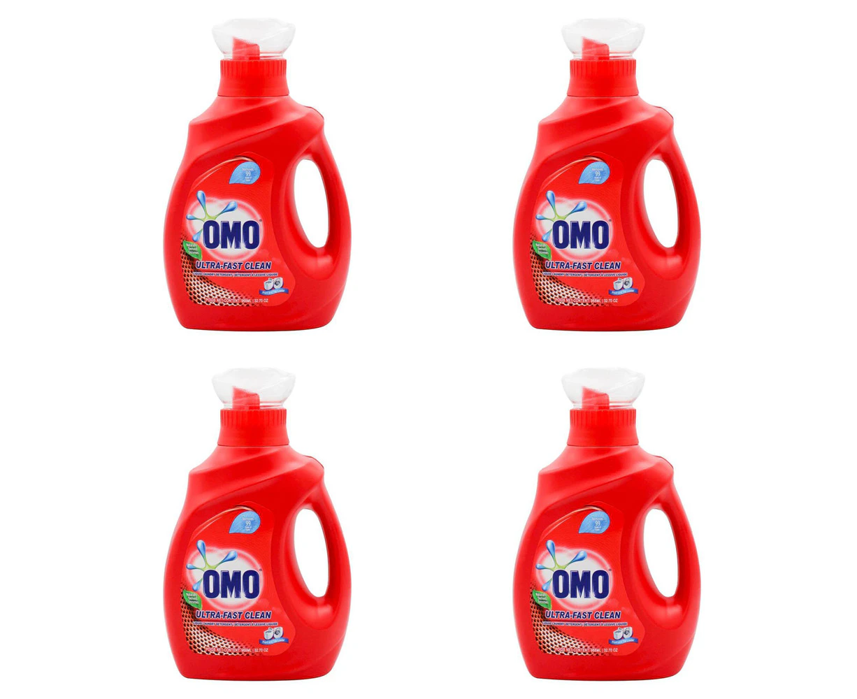 4x Omo Laundry Liquid Detergent Ultra Fast Clean Effective Stain Removal 968ml