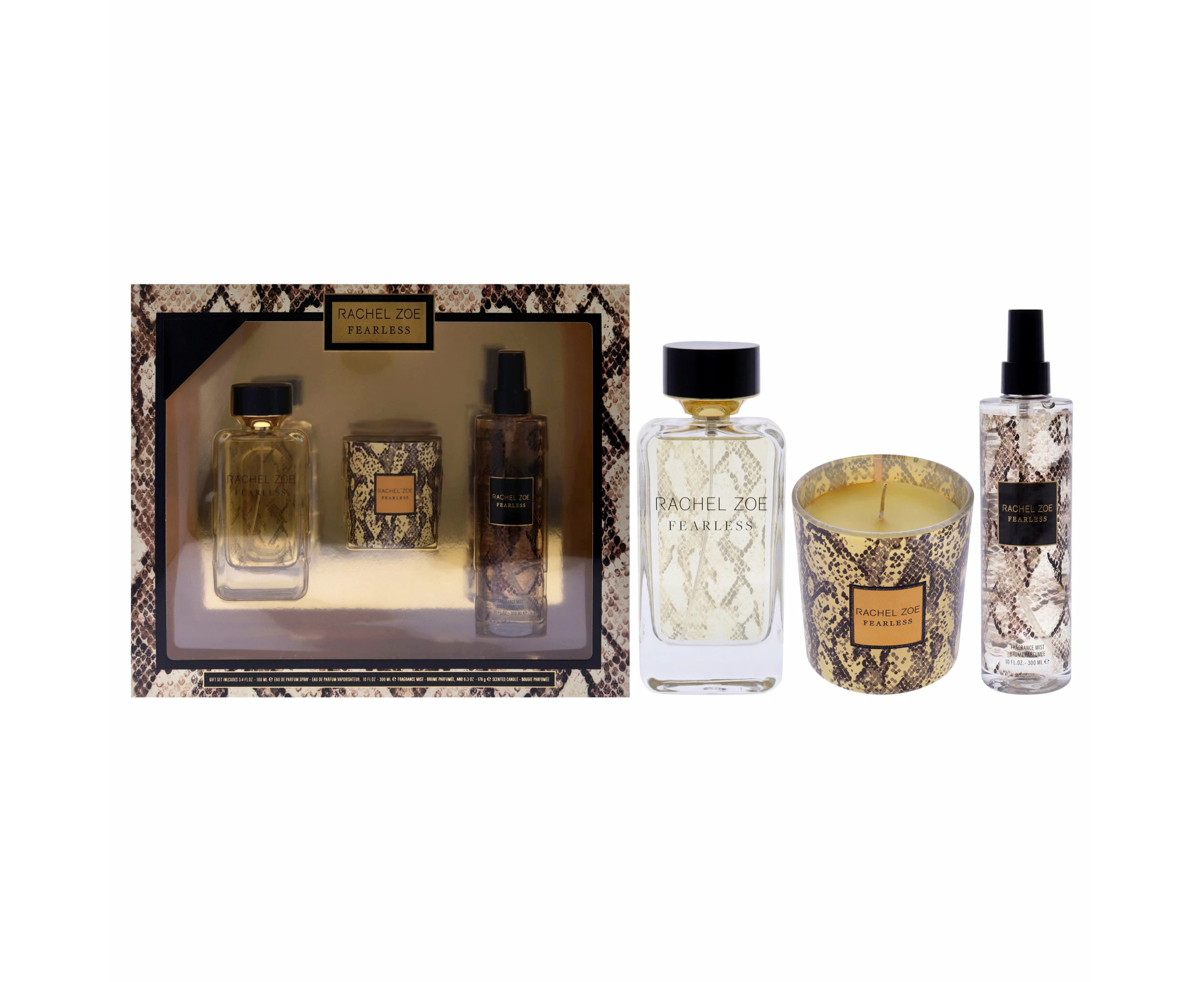 Fearless by Rachel Zoe for Women - 3 Pc 3.4oz EDP Spray, 10oz Fragrance Mist, 6.3oz Candle